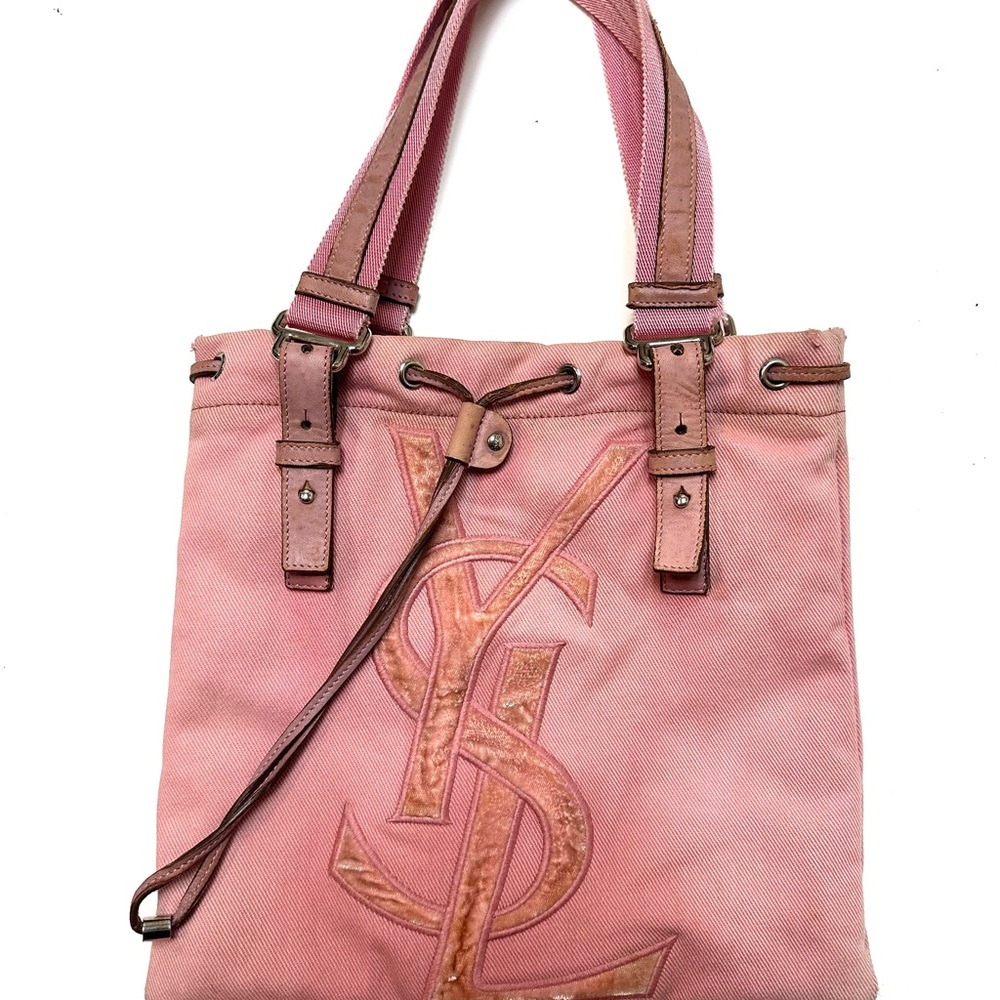 Yves Saint Laurent Pink Kahala Canvas Tote Bag